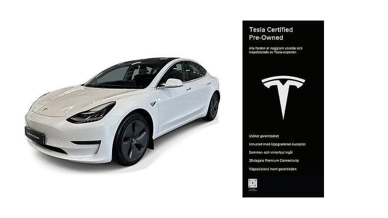 Vit Begagnad 2020 Tesla Model 3 Sedan | 279 800 kr (Bra pris) - Bild 1/4