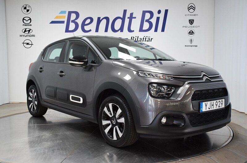 Grå platinum Begagnad 2022 Citroën C3 Shine Halvkombi | 134 500 kr (Marknadspris) - Bild 1/3