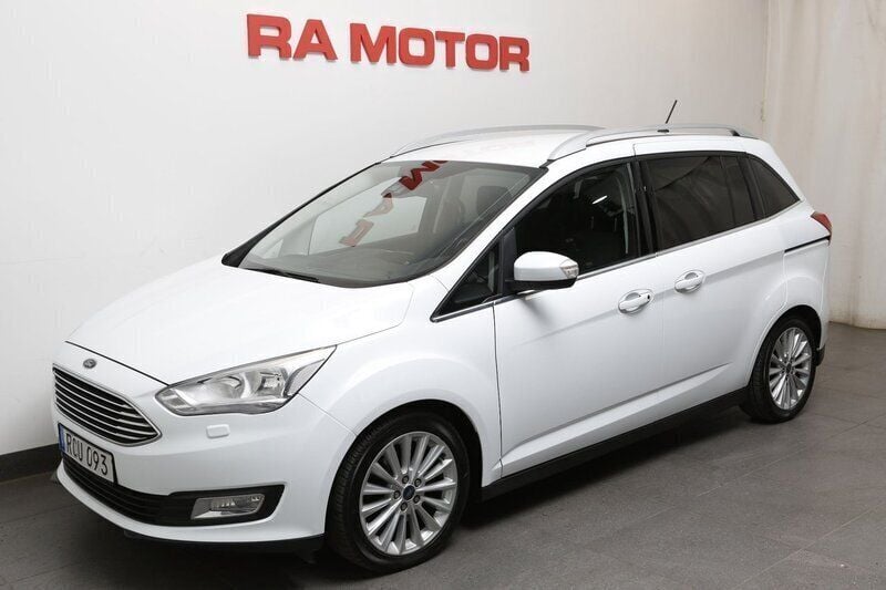 Vit Begagnad 2017 Ford Grand C-Max Titanium Minibuss | 159 800 kr (Marknadspris) - Bild 1/3