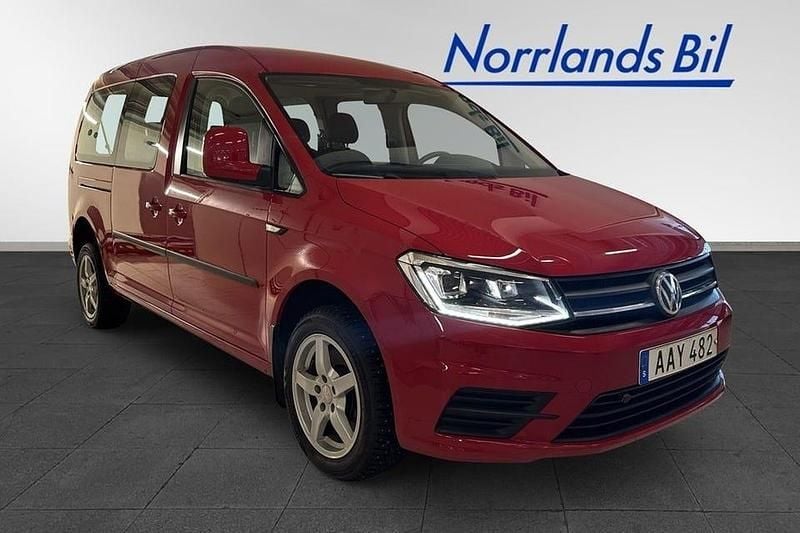 Körsbärsröd Begagnad 2017 VW Caddy Maxi Life Life Minibuss | 199 000 kr (Bra pris) - Bild 1/4