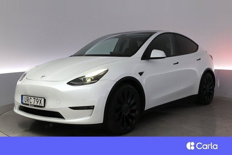 Vit Begagnad 2022 Tesla Model Y Performance SUV | 429 900 kr (Superpris) - Bild 1/4