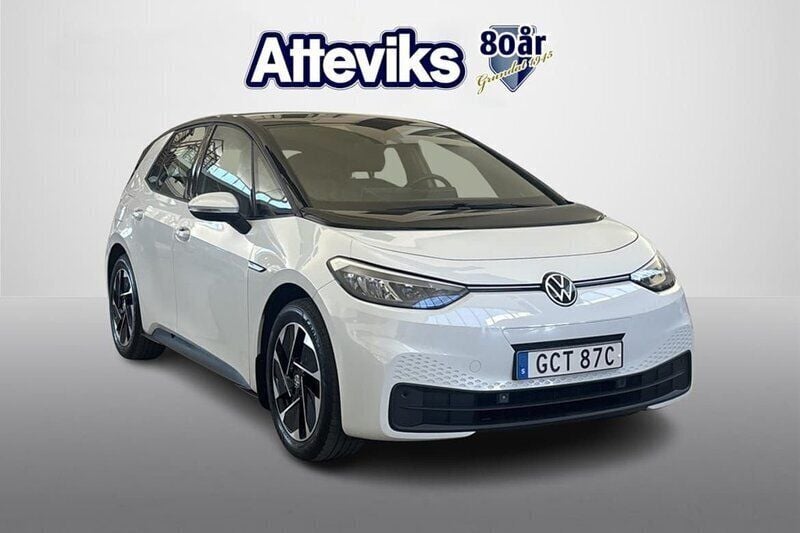 Vit Begagnad 2020 VW ID.3 Pro Performance Halvkombi | 189 900 kr (Bra pris) - Bild 1/4
