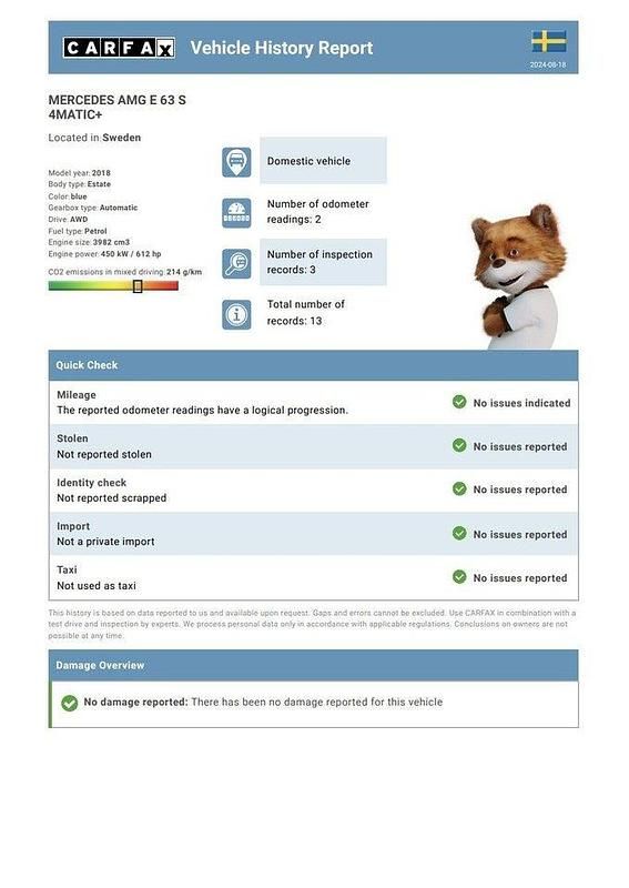 Begagnad Mercedes E63S AMG AMG 612 HK (450 kW) 2018 Mörkblå Kombi