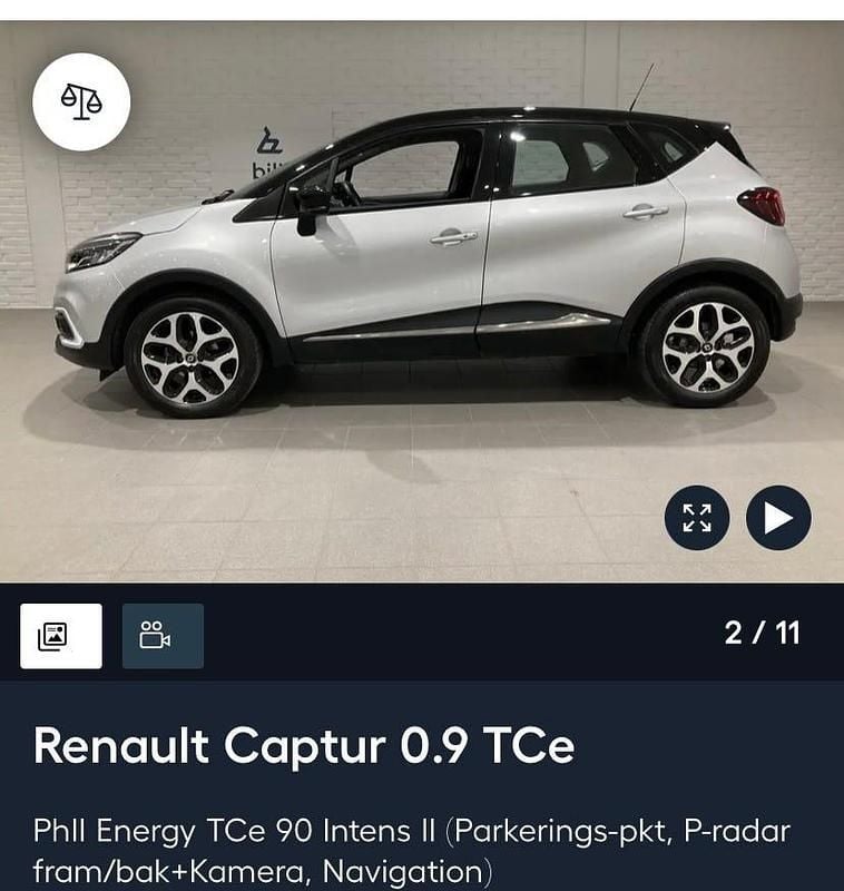 Grå d69 / svart gne met Begagnad 2019 Renault Captur SUV | 99 000 kr (Bra pris) - Bild 1/4