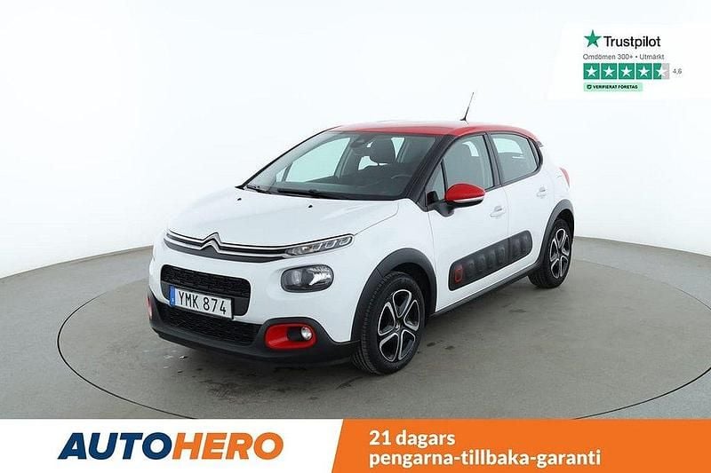 Vit Begagnad 2018 Citroën C3 PureTech Halvkombi | 129 000 kr (Marknadspris) - Bild 1/4