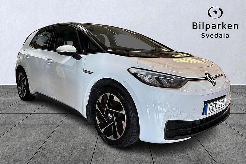 Vit Begagnad 2021 VW ID.3 Pro Performance Halvkombi | 179 990 kr (Bra pris) - Bild 1/4