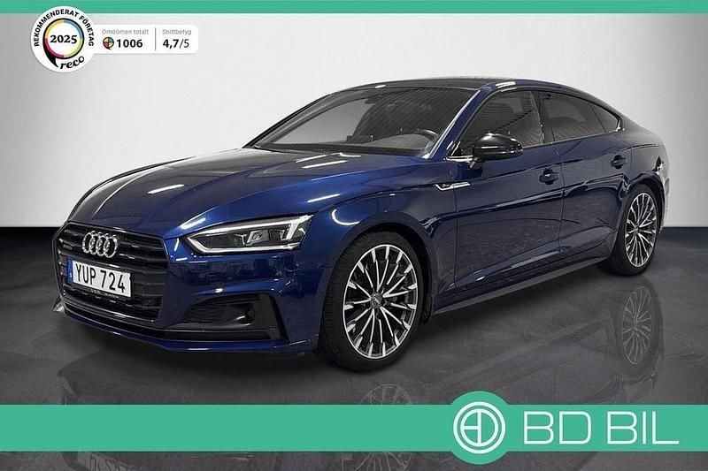 Blåmetallic Begagnad 2018 Audi A5 Sportback S-Line Halvkombi | 329 900 kr (Dyr) - Bild 1/3
