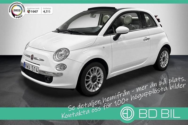 Vit Begagnad 2014 Fiat 500C Lounge Cab | 69 900 kr (Bra pris) - Bild 1/3
