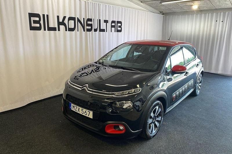 Svart Begagnad 2018 Citroën C3 Feel Halvkombi | 95 000 kr (Marknadspris) - Bild 1/4