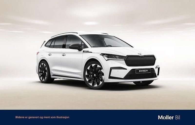 Vit (moon white metallic) Begagnad 2022 Skoda Enyaq iV SportLine SUV | 339 000 kr (Marknadspris) - Bild 1/3