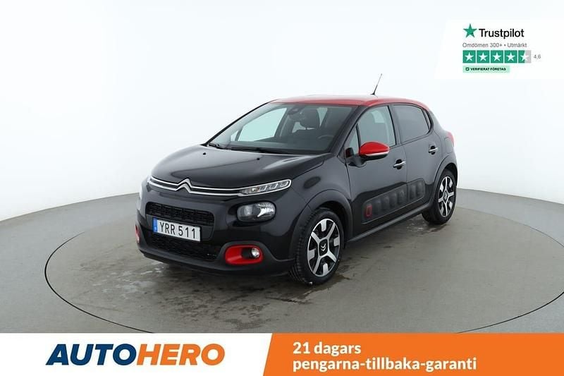 Svart Begagnad 2018 Citroën C3 PureTech Halvkombi | 90 000 kr (Marknadspris) - Bild 1/4