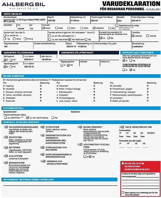 Begagnad Lynk & Co 01 264 HK (194 kW) 2024 Svart SUV