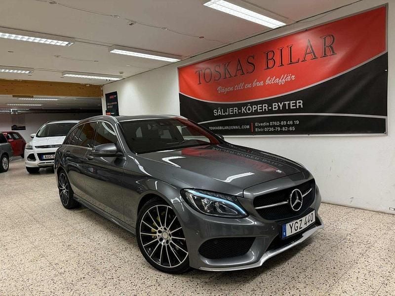 Grå Begagnad 2016 Mercedes C220 AMG line Kombi | 209 900 kr (Lite dyr) - Bild 1/4