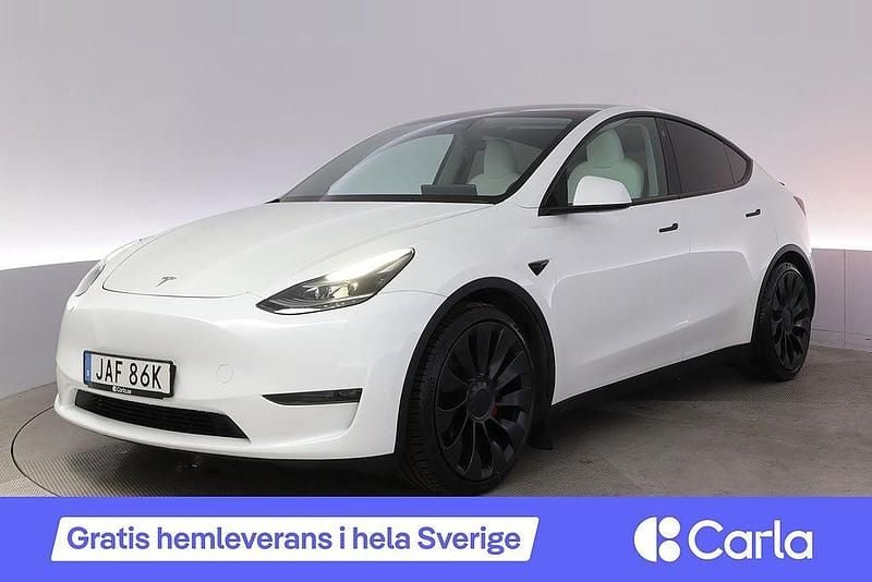 Vit Begagnad 2023 Tesla Model Y Performance SUV | 434 900 kr (Marknadspris) - Bild 1/4