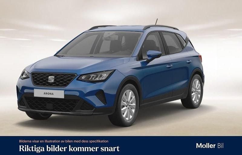 Ljusblå (sapphire blue metallic) Begagnad 2024 Seat Arona Style SUV | 204 900 kr (Marknadspris) - Bild 1/4