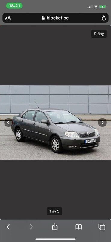 Grå Begagnad 2004 Toyota Corolla Sedan | 55 000 kr (Marknadspris) - Bild 1/4