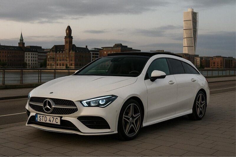 Vit Begagnad 2021 Mercedes CLA200 Shooting Brake AMG Kombi | 329 000 kr (Lite dyr) - Bild 1/4
