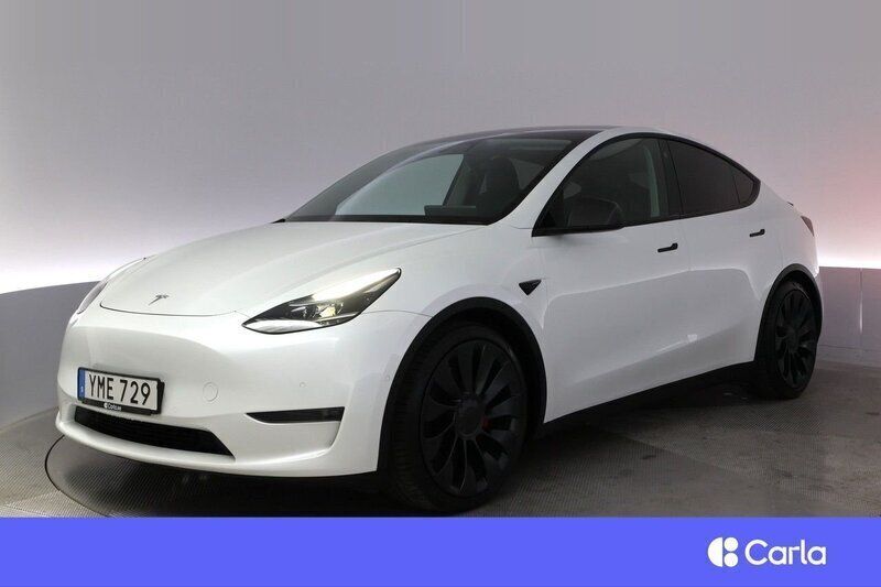 Vit Begagnad 2022 Tesla Model Y Performance SUV | 414 900 kr (Superpris) - Bild 1/4