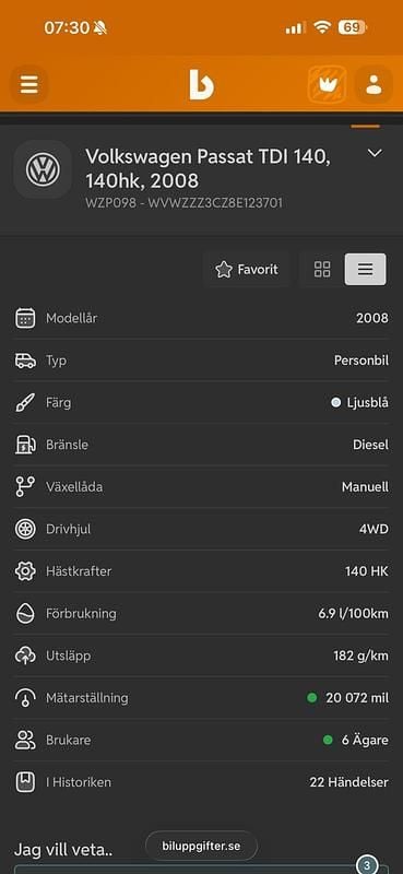 Begagnad VW Passat 140 HK (102 kW) 2008 Kombi