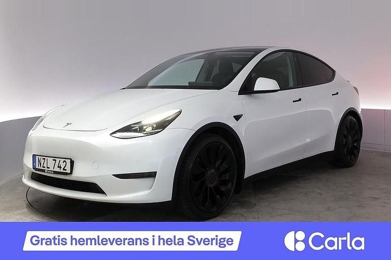 Vit Begagnad 2022 Tesla Model Y Long Range AWD SUV | 375 990 kr (Bra pris) - Bild 1/4
