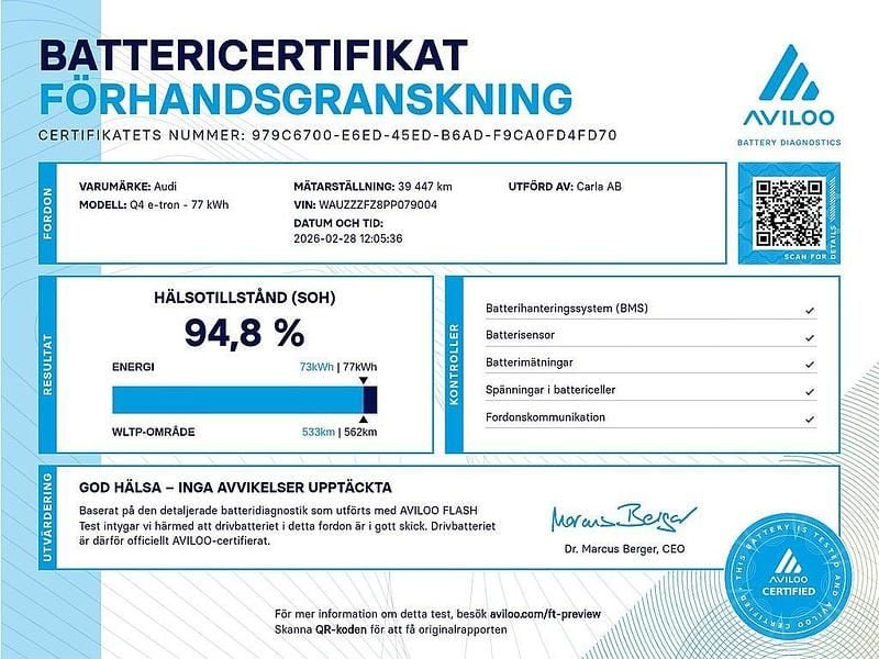 Begagnad Audi Q4 e-tron Proline 219 kW (299 HK) 2023 Svart SUV