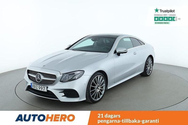 Silver Begagnad 2018 Mercedes E400 AMG line Sportkupé | 383 000 kr (Lite dyr) - Bild 1/4