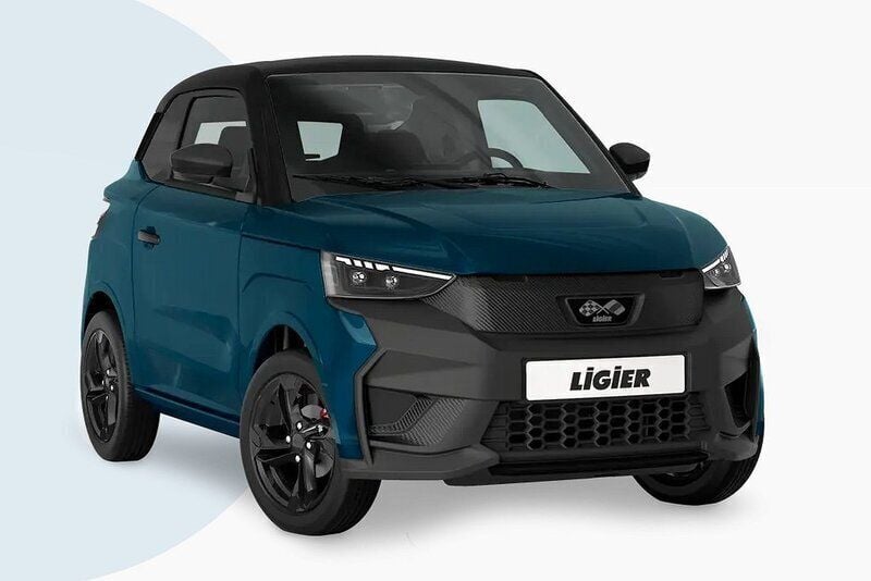 Ny Ligier JS50 2025 Blue, röd, green, black, white, gray. Halvkombi