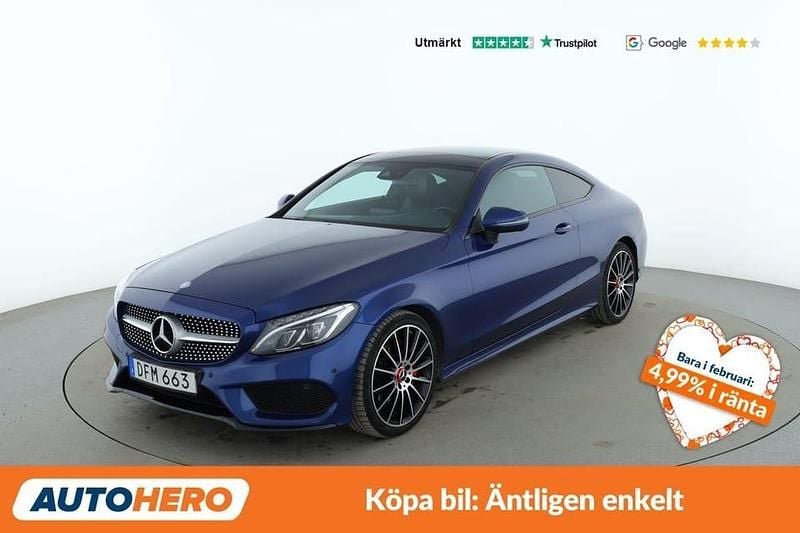 Blå Begagnad 2015 Mercedes C180 AMG line Sportkupé | 191 000 kr (Marknadspris) - Bild 1/4
