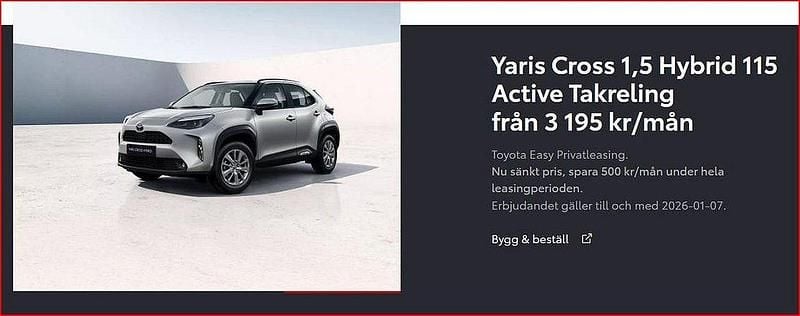 Ny 2025 Toyota Yaris Cross Active SUV | 294 900 kr - Bild 1/1