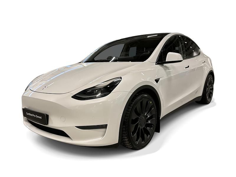 Vit Begagnad 2022 Tesla Model Y Performance SUV | 353 100 kr (Lite dyr) - Bild 1/4