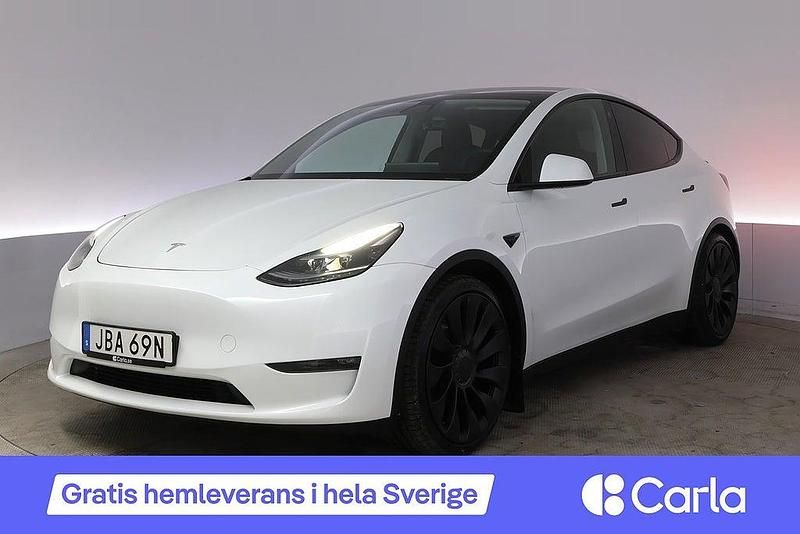 Vit Begagnad 2022 Tesla Model Y Performance SUV | 427 990 kr (Marknadspris) - Bild 1/4
