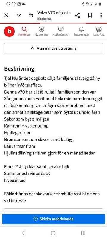 Blå Begagnad 2006 Volvo V70 Kinetic Kombi | 10 000 kr (Superpris) - Bild 1/4