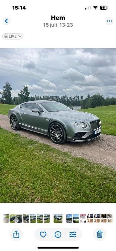 Silver Begagnad 2016 Bentley Continental GT Sportkupé | 750 000 kr - Bild 1/2