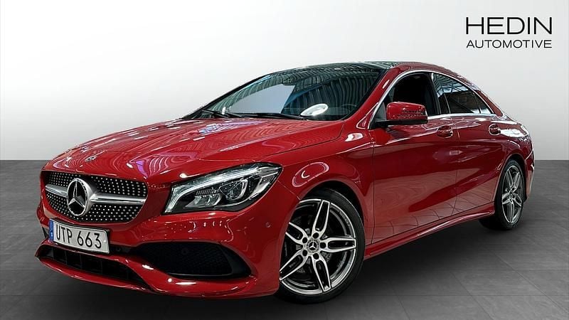 Röd (red) Begagnad 2018 Mercedes CLA220 AMG line Sedan | 239 900 kr (Marknadspris) - Bild 1/4