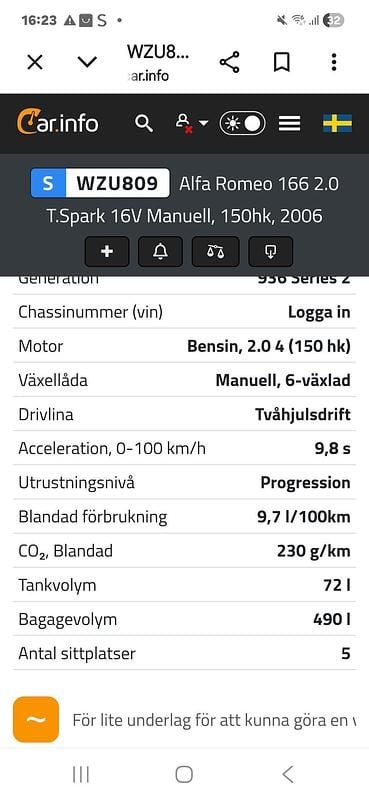 Begagnad Alfa Romeo 166 150 HK (110 kW) 2006 Sedan