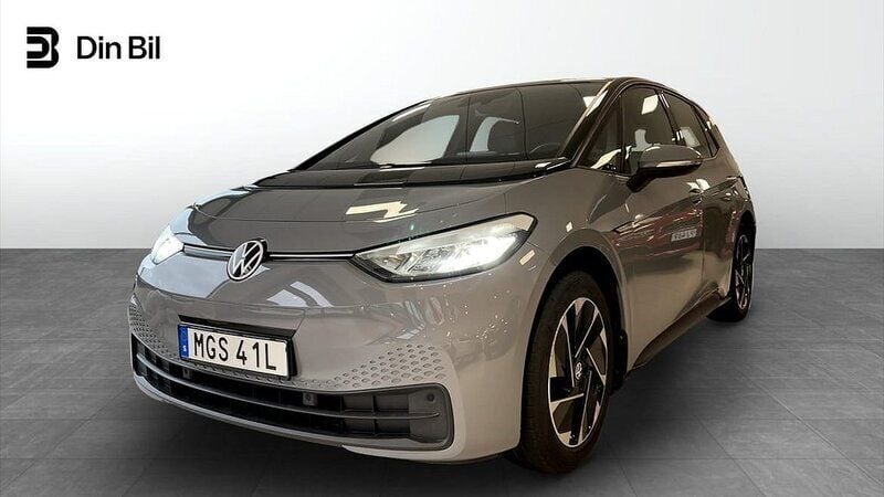 Grå (moonstone grey black) Begagnad 2021 VW ID.3 Pro Performance Halvkombi | 259 900 kr (Marknadspris) - Bild 1/4