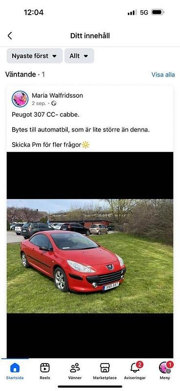 Röd Begagnad 2006 Peugeot 307 CC Cab | 42 000 kr (Marknadspris) - Bild 1/1