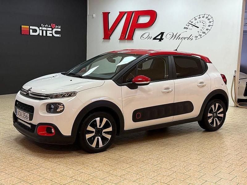 Vit Begagnad 2017 Citroën C3 PureTech Halvkombi | 109 800 kr (Marknadspris) - Bild 1/4