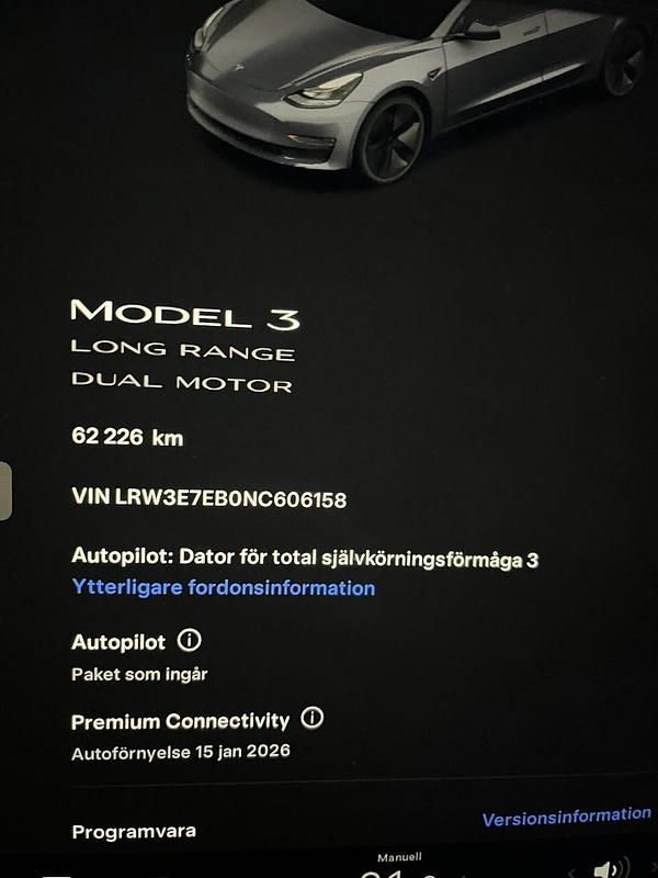 Begagnad Tesla Model 3 Long Range AWD 323 kW (440 HK) 2022 Sedan