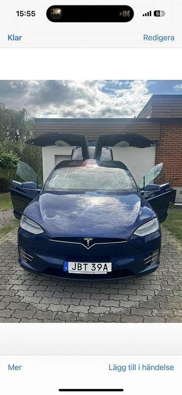 Blå Begagnad 2019 Tesla Model X SUV | 480 000 kr (Dyr) - Bild 1/4