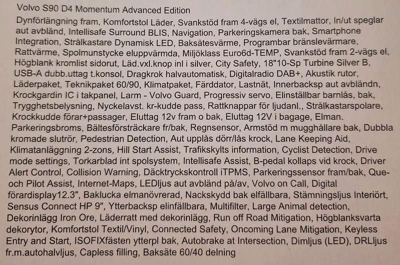 Begagnad Volvo S90 Momentum 190 HK (139 kW) 2020 Sedan