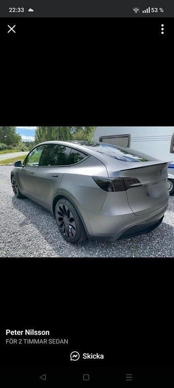 Grå Begagnad 2023 Tesla Model Y SUV | 500 000 kr - Bild 1/2