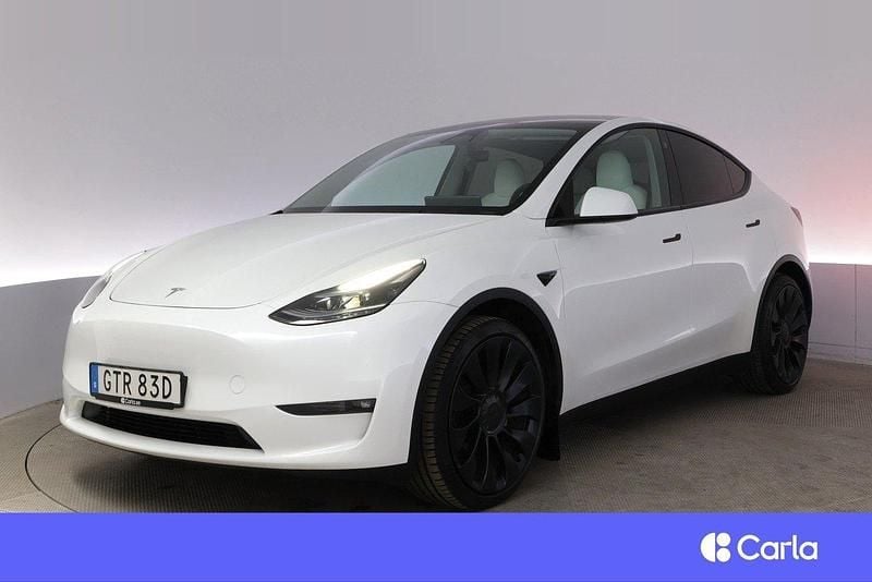 Vit Begagnad 2023 Tesla Model Y Long Range AWD SUV | 437 900 kr (Marknadspris) - Bild 1/4