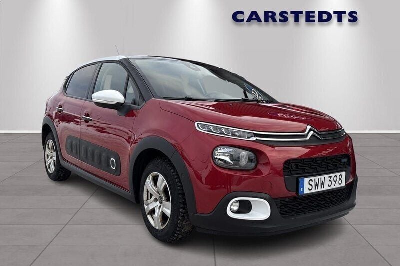 Röd Begagnad 2017 Citroën C3 PureTech Halvkombi | 139 900 kr (Lite dyr) - Bild 1/4