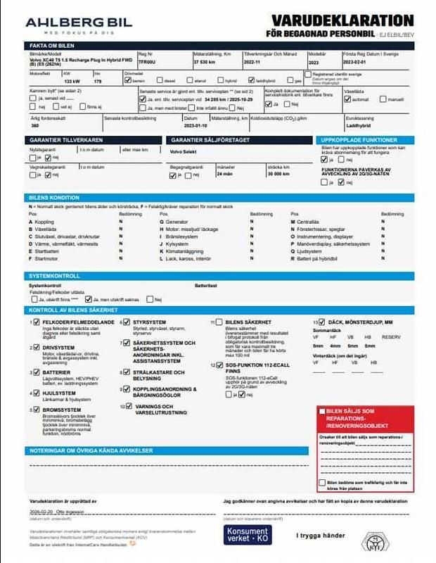 Begagnad Volvo XC40 Plus 261 HK (191 kW) 2022 Svart SUV