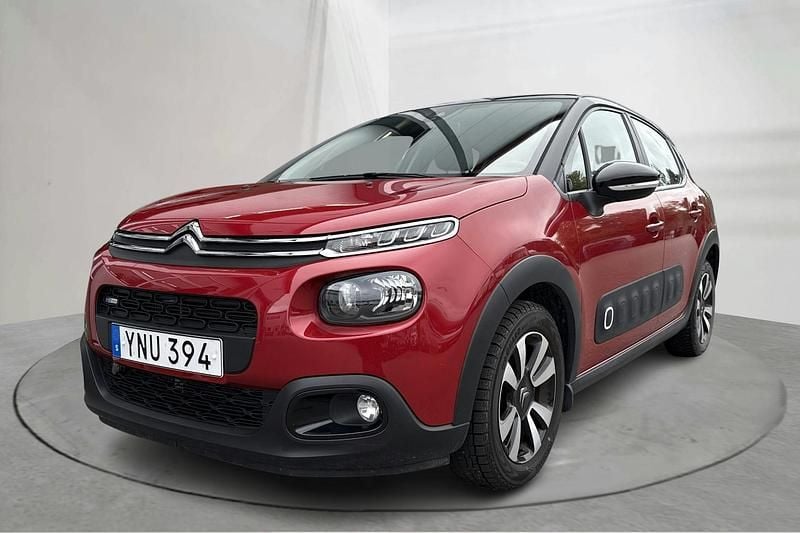 Röd Begagnad 2017 Citroën C3 Feel Halvkombi | 118 000 kr (Marknadspris) - Bild 1/4