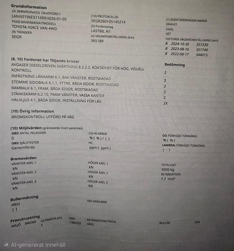 Begagnad Toyota HiAce 117 HK (86 kW) 2007 Van