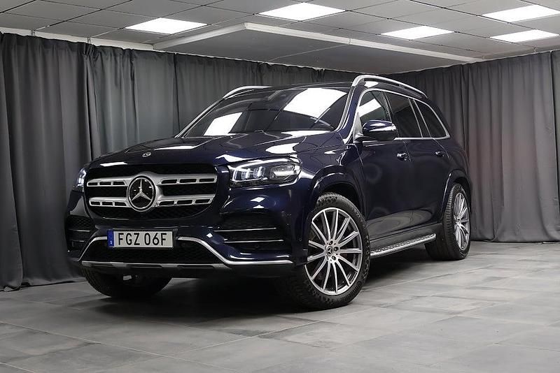 Mörkblå Begagnad 2021 Mercedes GLS400 AMG Line Premium Plus SUV | 799 000 kr (Marknadspris) - Bild 1/4