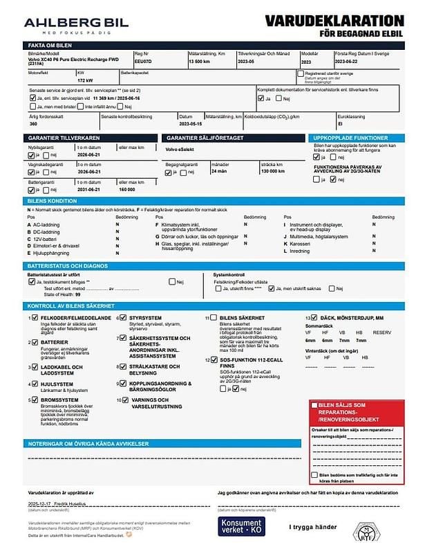 Grå Begagnad 2023 Volvo XC40 Plus SUV | 369 500 kr (Superpris) - Bild 1/1