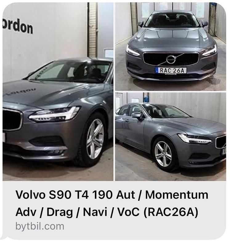 Grå Begagnad 2020 Volvo S90 Momentum Sedan | 279 000 kr (Marknadspris) - Bild 1/4